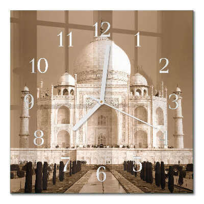 Moderne wanduhr quadratisch Taj Mahal in Sepia