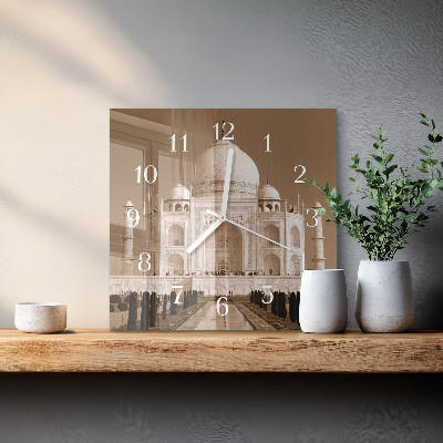 Moderne wanduhr quadratisch Taj Mahal in Sepia
