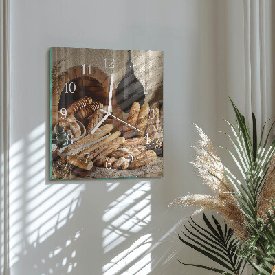Quadratische wanduhr Brot