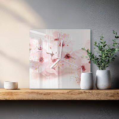 Quadratische wanduhr Blumen