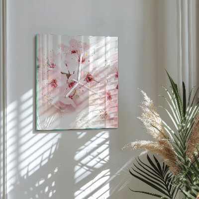Quadratische wanduhr Blumen