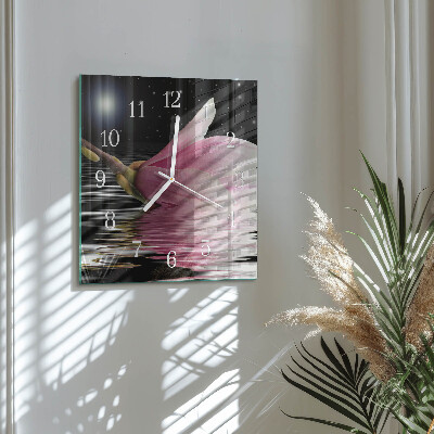 Quadratische wanduhr modern Magnolienblüte