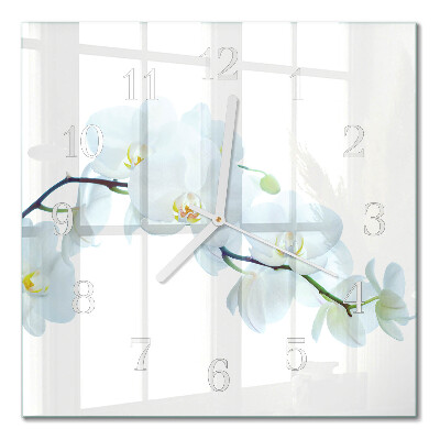Quadratische wanduhr Orchidee