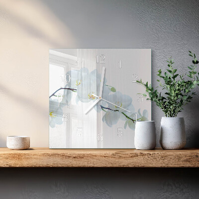 Quadratische wanduhr Orchidee