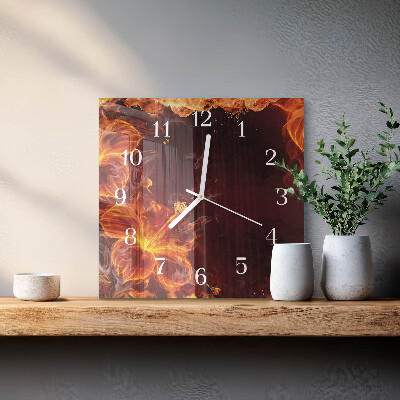 Glasuhr quadratisch Blumen des Feuers