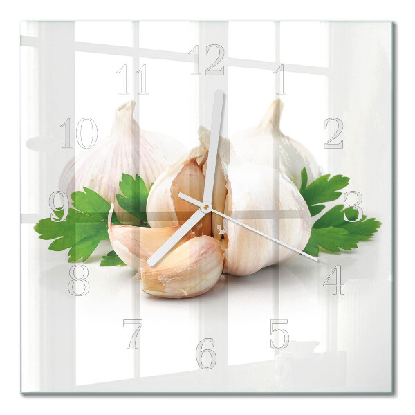 Quadratische wanduhr Knoblauch