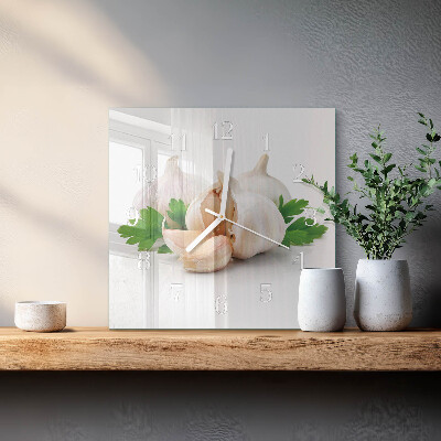 Quadratische wanduhr Knoblauch