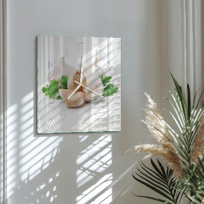 Quadratische wanduhr Knoblauch