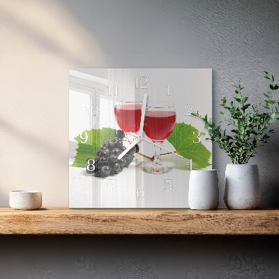 Glasuhr quadratisch Trauben für Wein