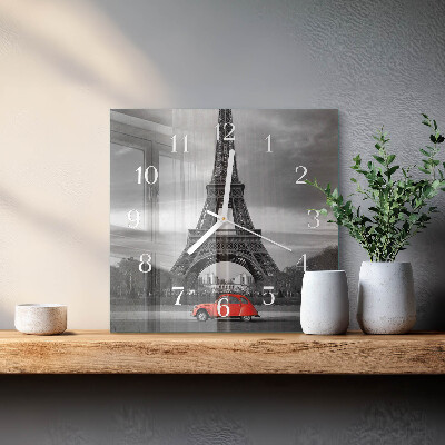 Moderne wanduhr quadratisch Eiffelturm-Auto