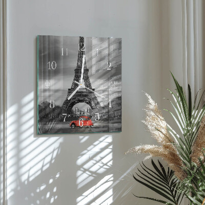 Moderne wanduhr quadratisch Eiffelturm-Auto