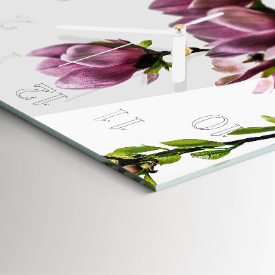 Quadratische wanduhr modern Magnolienblüte