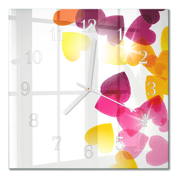 Wanduhr mit motiv quadratisch Bunte Herzen