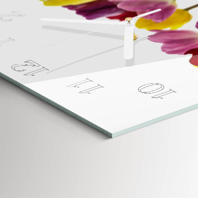 Glasuhr quadratisch Bunte Tulpen