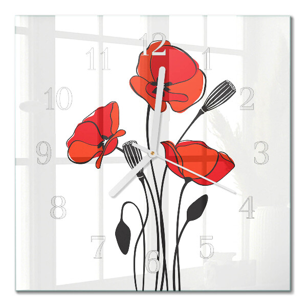 Quadratische wanduhr modern Mohn