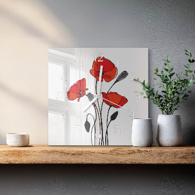 Quadratische wanduhr modern Mohn
