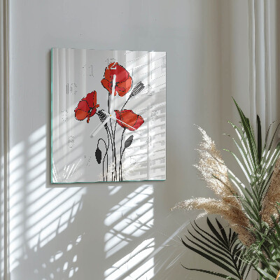 Quadratische wanduhr modern Mohn