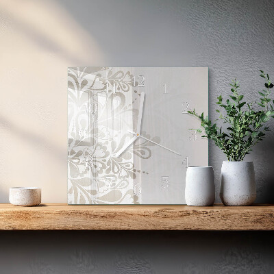Glasuhr quadratisch Floristische Kunst