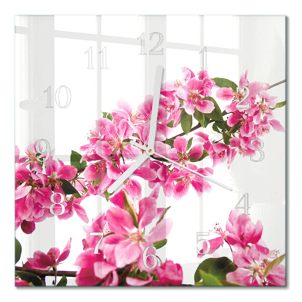 Quadratische wanduhr modern Blumen