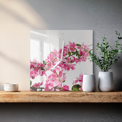 Quadratische wanduhr modern Blumen