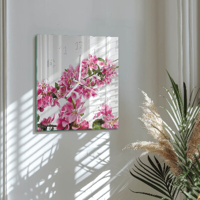 Quadratische wanduhr modern Blumen
