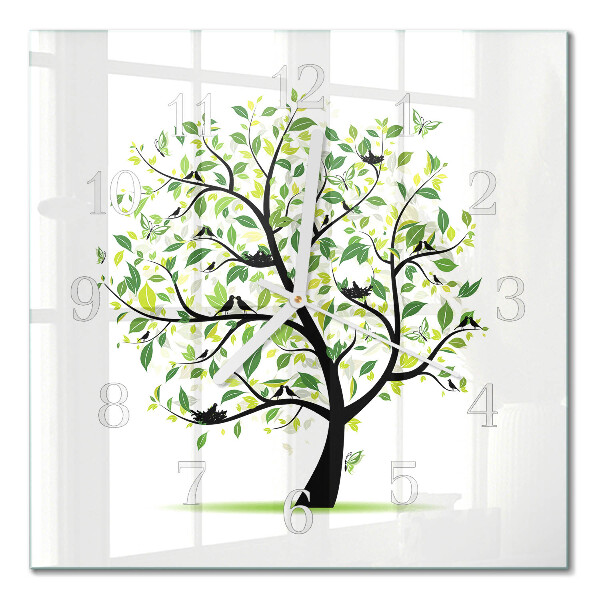 Wanduhr mit motiv quadratisch Baum