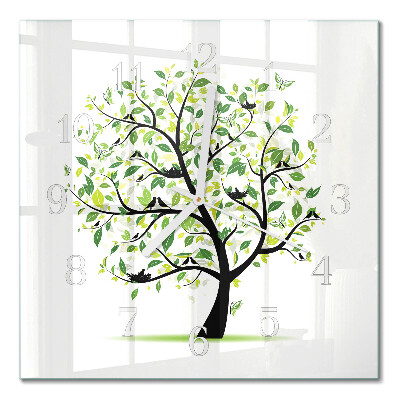 Wanduhr mit motiv quadratisch Baum