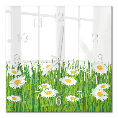 Quadratische wanduhr Gänseblümchen