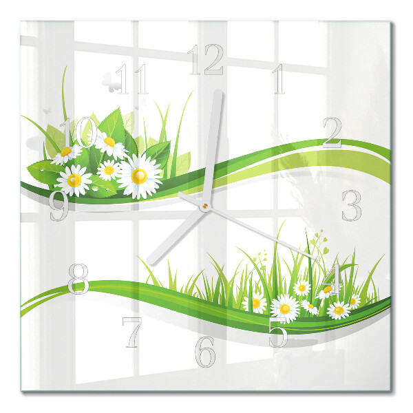 Quadratische wanduhr modern Gänseblümchen