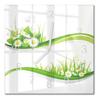 Quadratische wanduhr modern Gänseblümchen