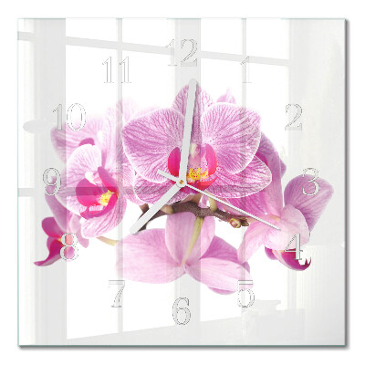 Quadratische wanduhr Orchideen