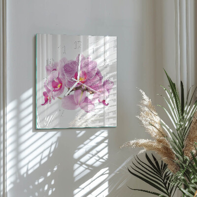 Quadratische wanduhr Orchideen