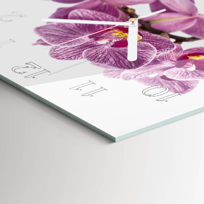 Quadratische wanduhr Orchideen