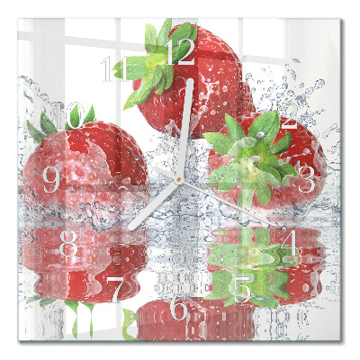 Glasuhr quadratisch Erdbeeren