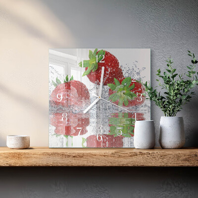 Glasuhr quadratisch Erdbeeren