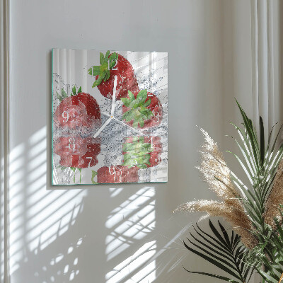 Glasuhr quadratisch Erdbeeren