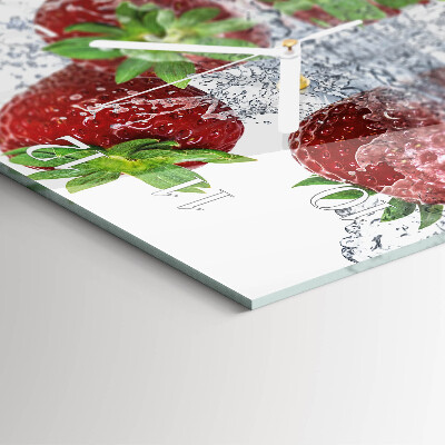 Glasuhr quadratisch Erdbeeren