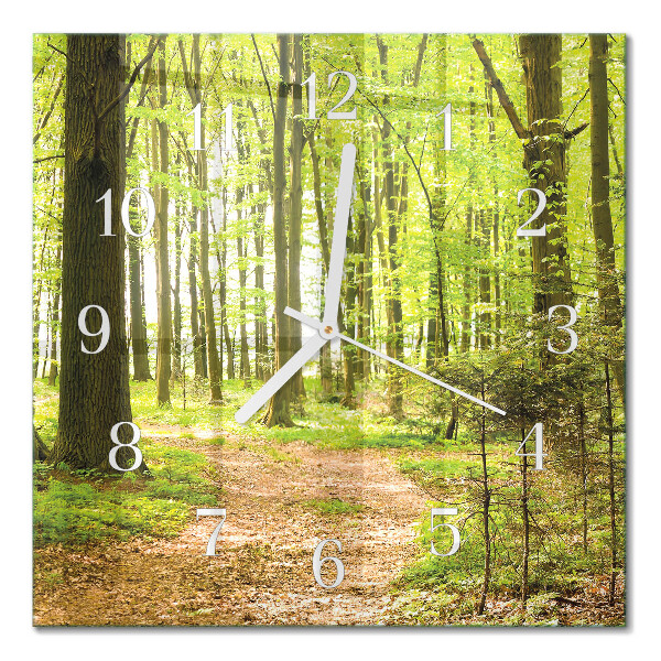 Glasuhr quadratisch Wald