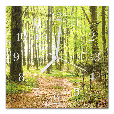 Glasuhr quadratisch Wald