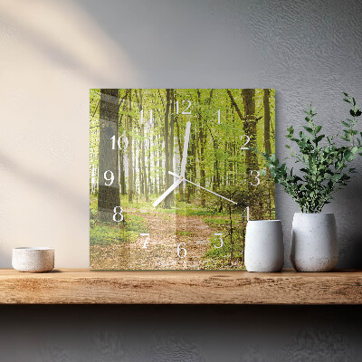 Glasuhr quadratisch Wald