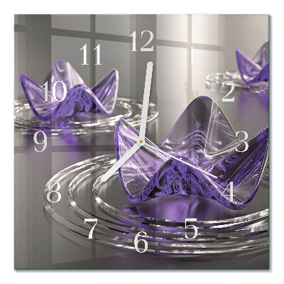 Quadratische wanduhr modern Glasblumen