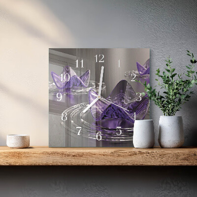 Quadratische wanduhr modern Glasblumen
