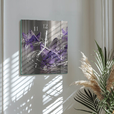Quadratische wanduhr modern Glasblumen