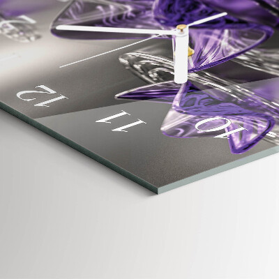 Quadratische wanduhr modern Glasblumen