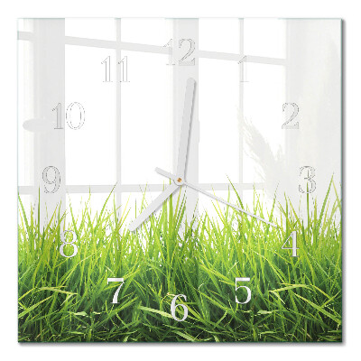 Moderne wanduhr quadratisch Gras