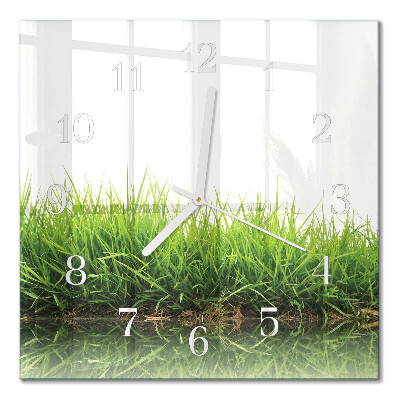 Quadratische wanduhr Gras