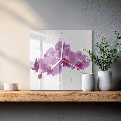 Wanduhr mit motiv quadratisch Orchidee
