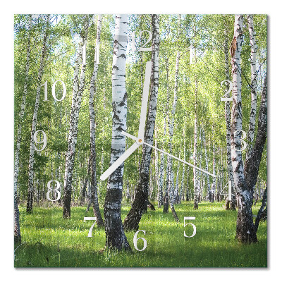 Wanduhr mit motiv quadratisch Birkenwald