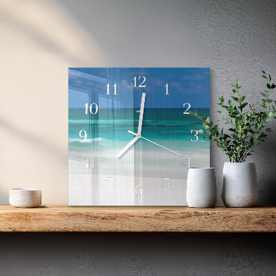 Glasuhr quadratisch Strand Meer