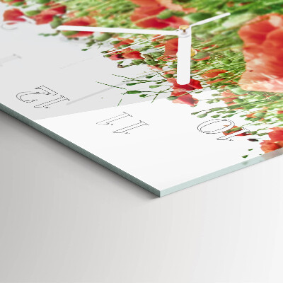 Quadratische wanduhr Mohnblumen